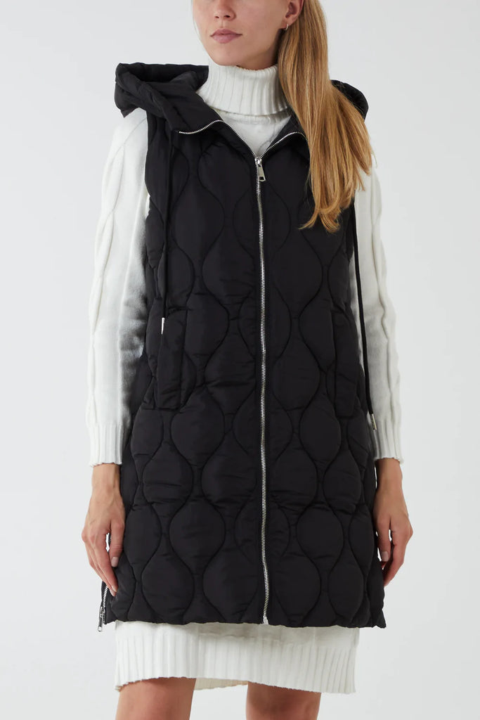 Wave Quilted Hooded Zip Gilet