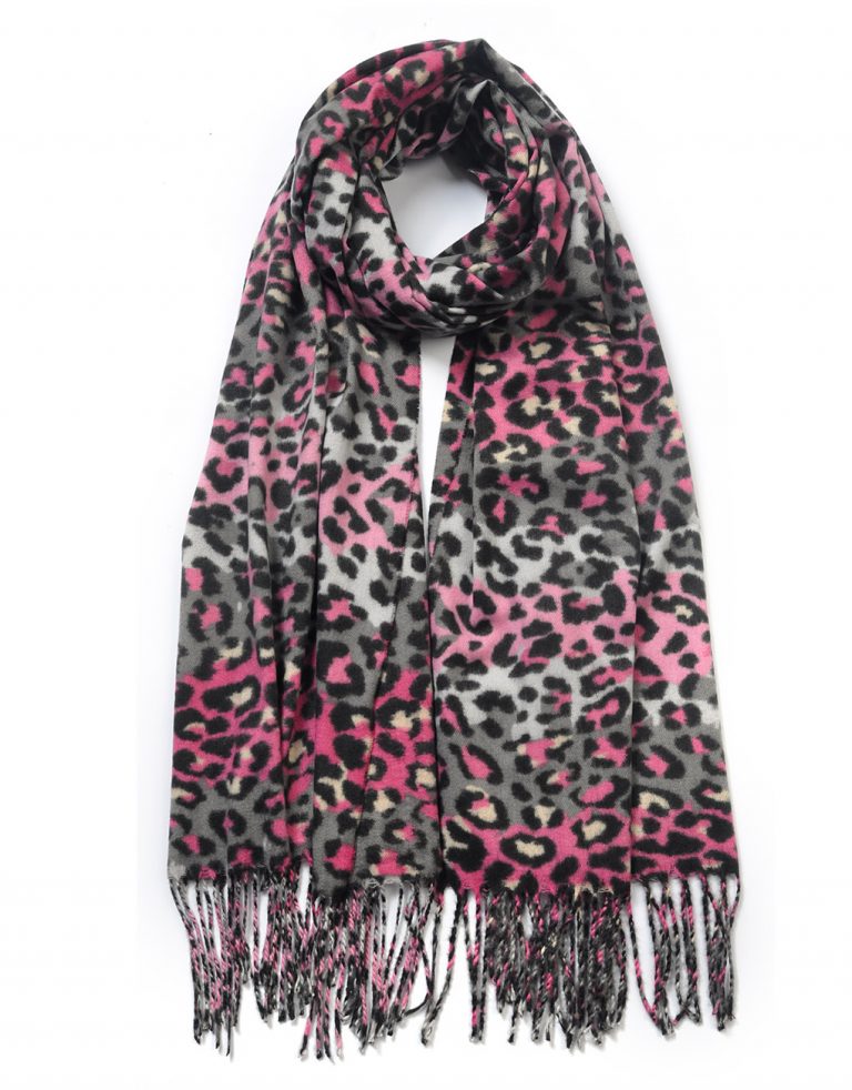 Tassel Hem Leopard Winter Scarf