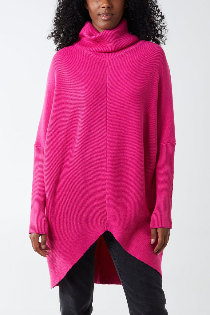 Roll Neck Jumper Dress pink