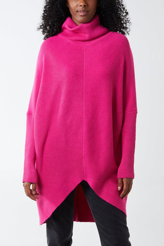 Roll Neck Jumper Dress pink